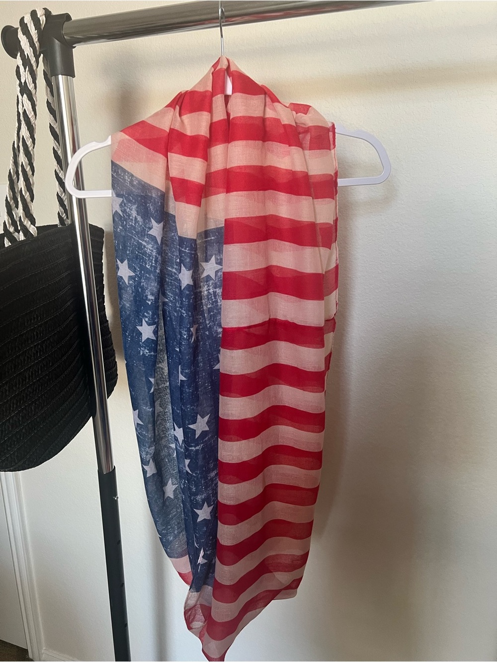 American Flag Print Lightweight Infinity Scarf - Red, White & Blue